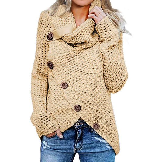 Women Long Sleeve Asymmetric Wrap Pullover Sweater Jumper Tops DailySale