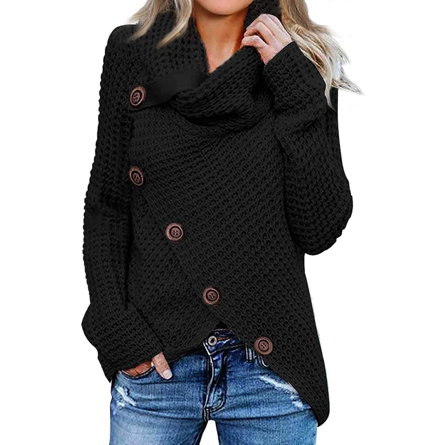 Women Long Sleeve Asymmetric Wrap Pullover Sweater Jumper Tops DailySale