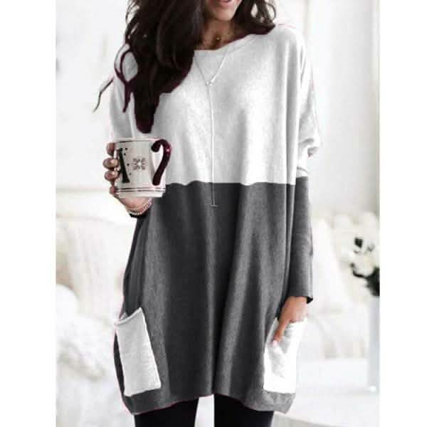 Women Long Sleeve Casual Pocket T-Shirt Loose Plus Size Top Blouse DailySale
