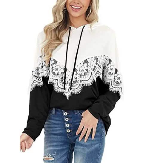 Women Long Sleeve Lace Hoodies DailySale