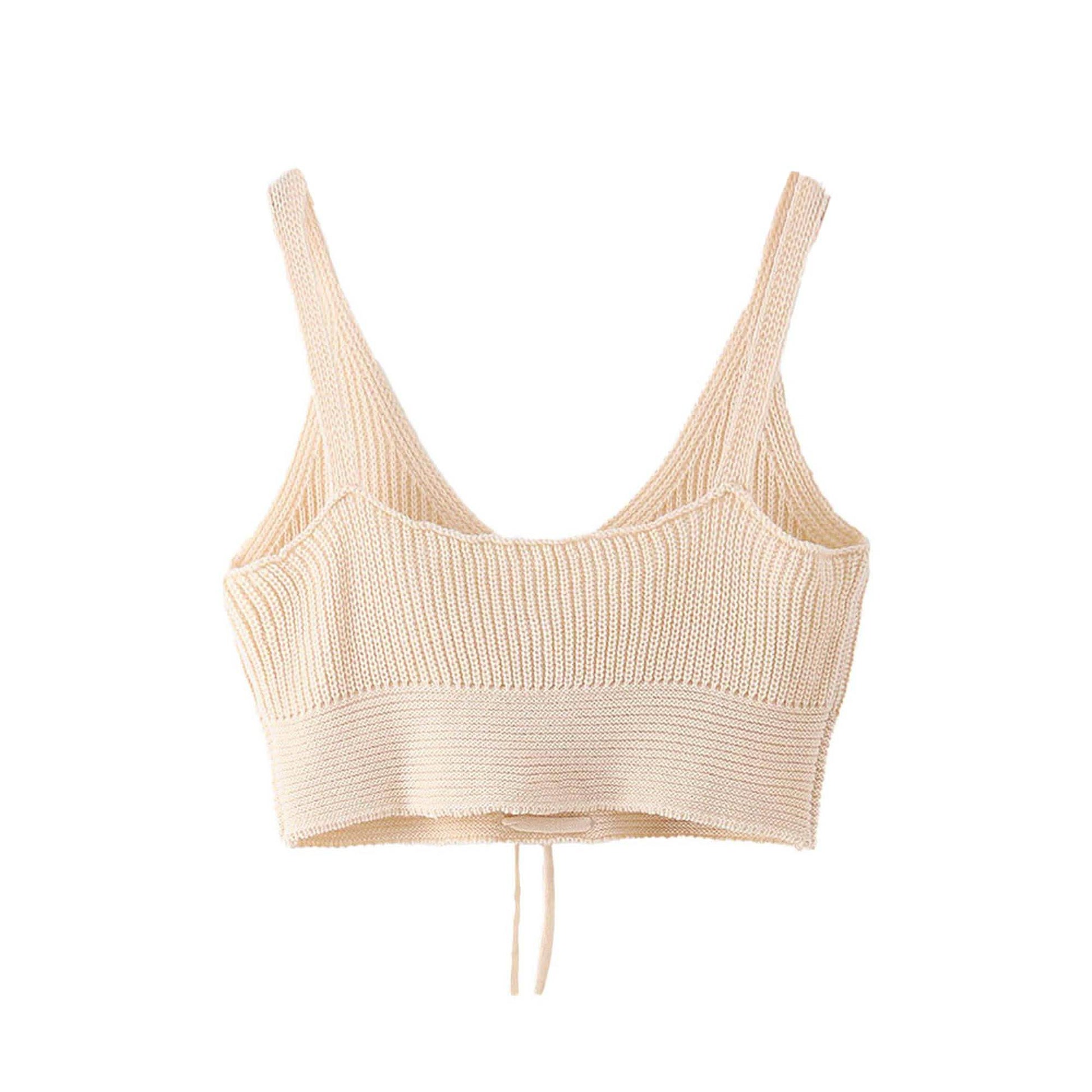Women Sleeveless Lace Up Knitted Cami Tank Top Sexy Loose Crop Tops Blouse DailySale