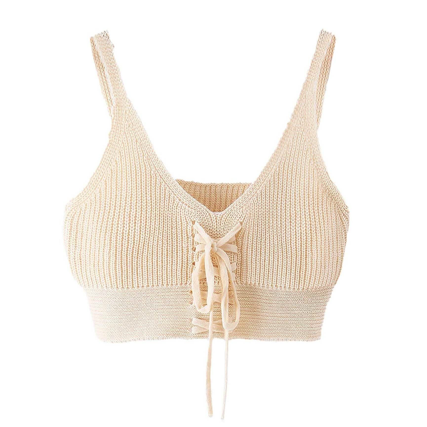 Women Sleeveless Lace Up Knitted Cami Tank Top Sexy Loose Crop Tops Blouse DailySale