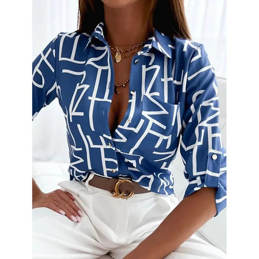 Women's Blouse Shirt Button Pocket Long Sleeve DailySale