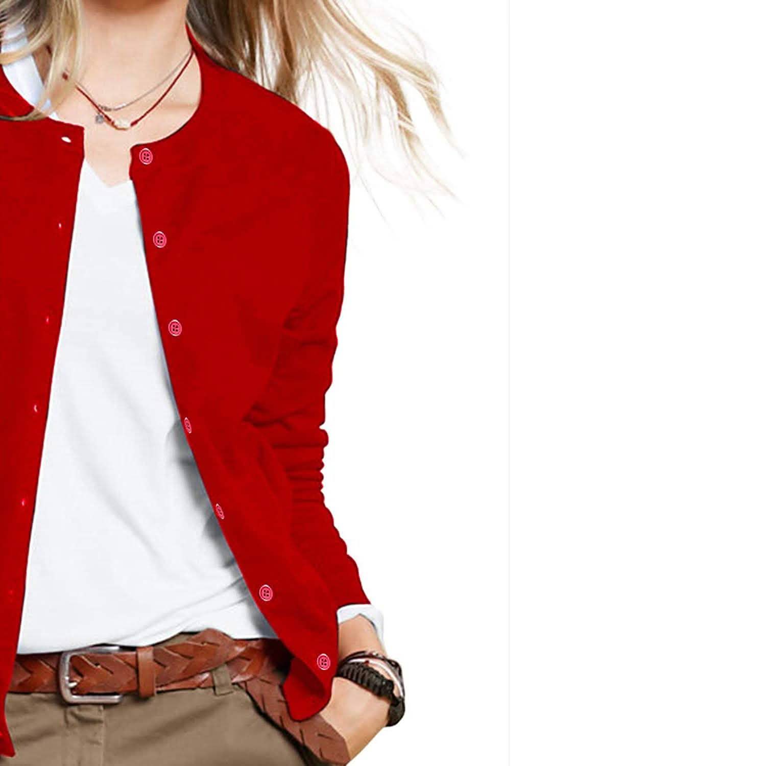 Women's Button Down Crew Neck Long Sleeve Soft Knit Cardigan Sweaters DailySale