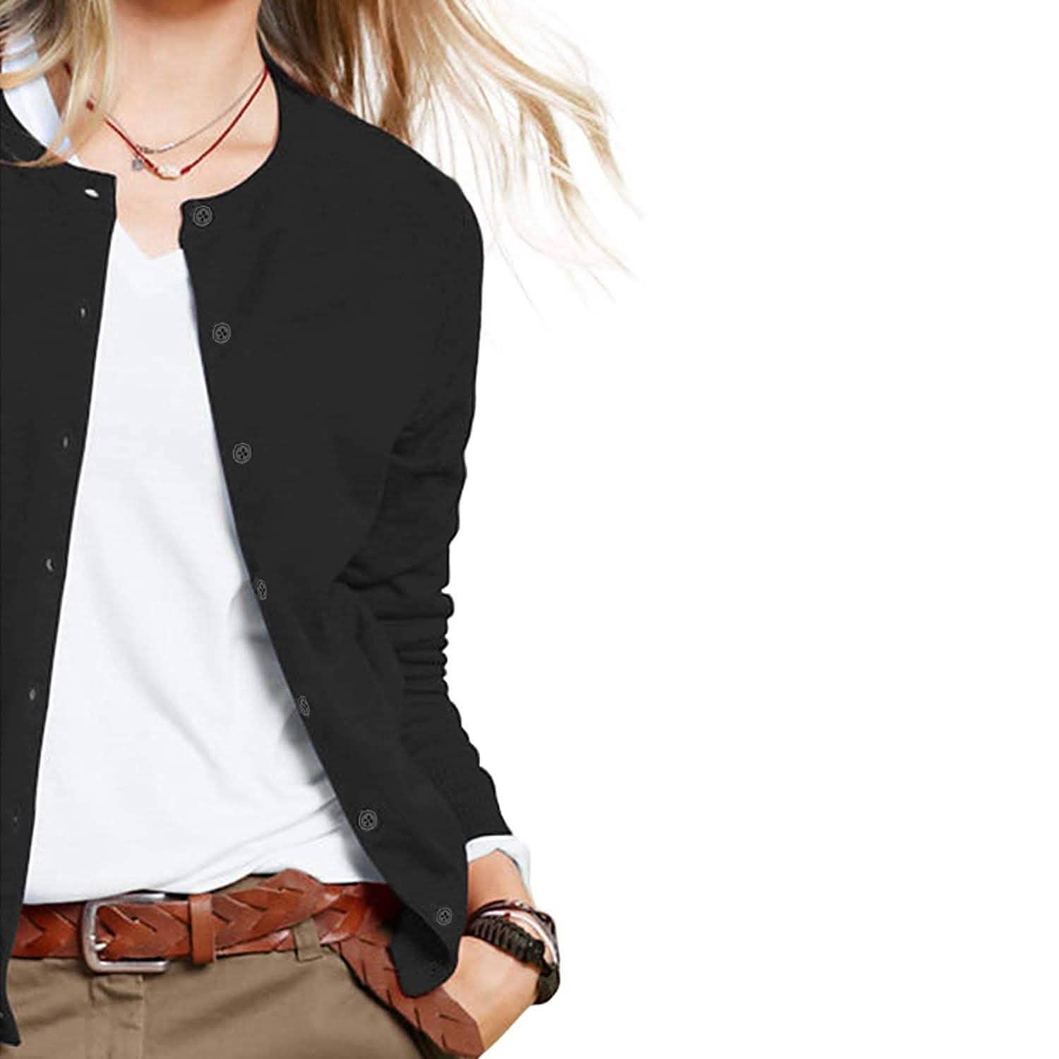 Women's Button Down Crew Neck Long Sleeve Soft Knit Cardigan Sweaters DailySale