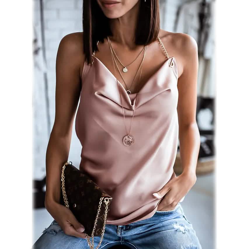 Women's Camisole Solid Colored Backless V Neck Basic Top DailySale