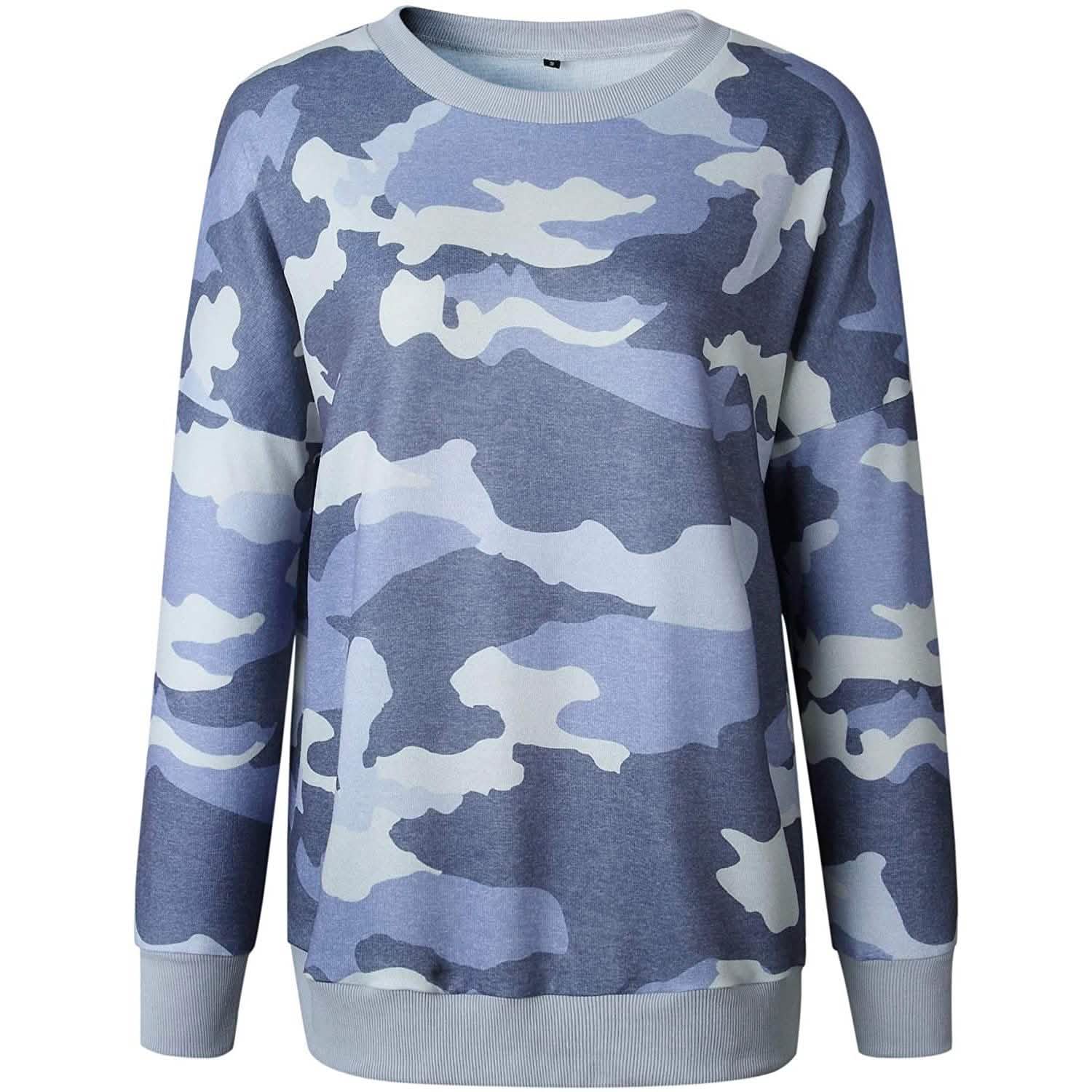 Women's Camouflage Print Casual Leopard Pullover Long Sleeve Sweatshirts DailySale