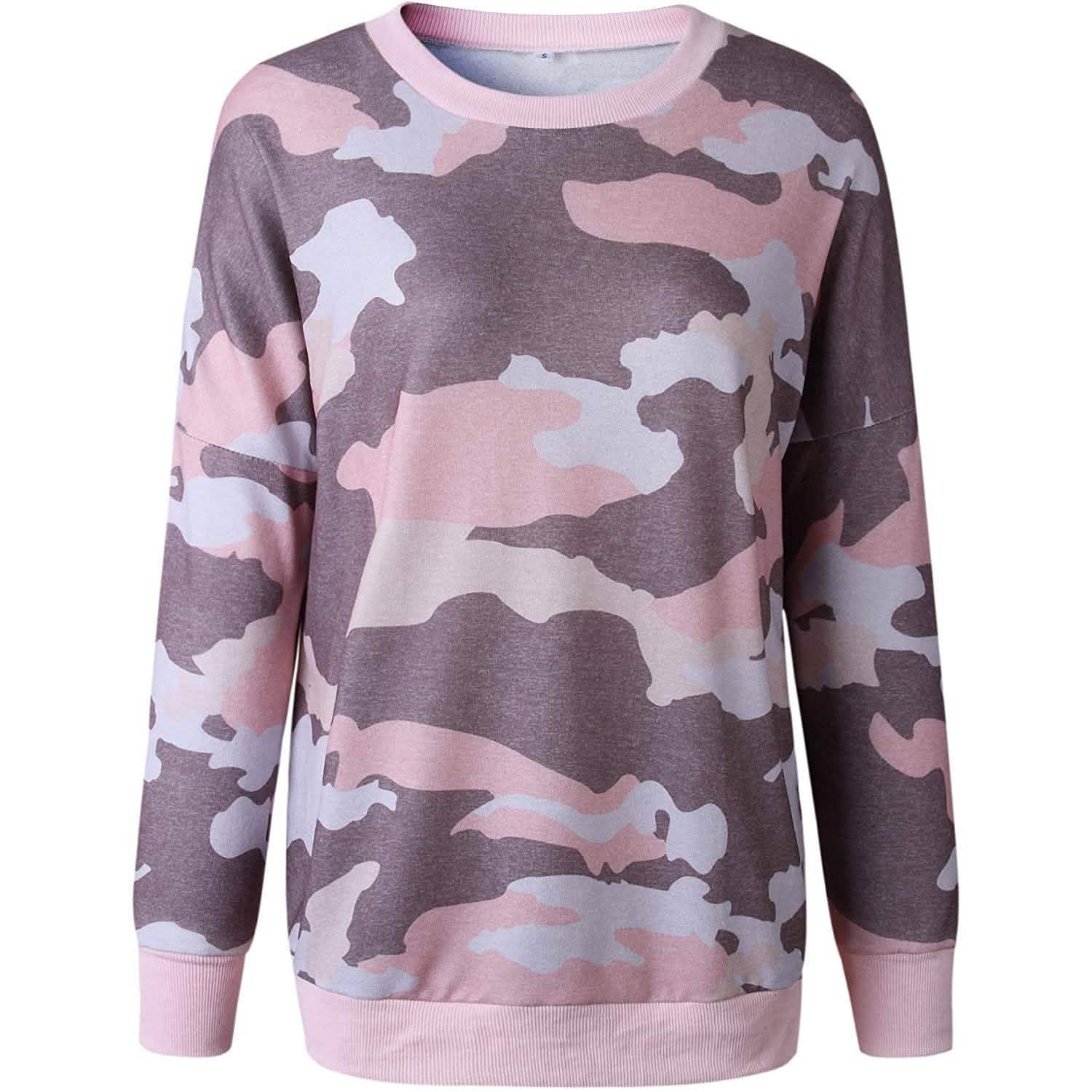 Women's Camouflage Print Casual Leopard Pullover Long Sleeve Sweatshirts DailySale