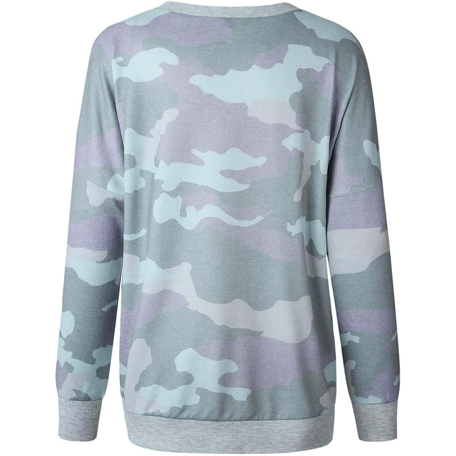 Women's Camouflage Print Casual Leopard Pullover Long Sleeve Sweatshirts DailySale