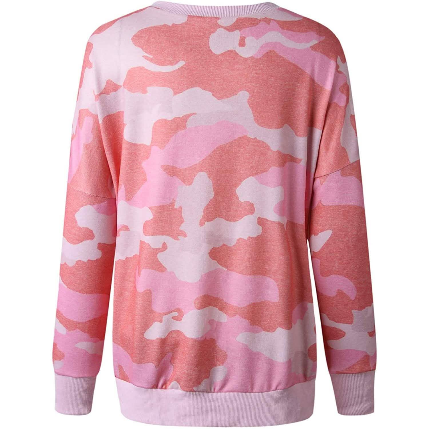 Women's Camouflage Print Casual Leopard Pullover Long Sleeve Sweatshirts DailySale
