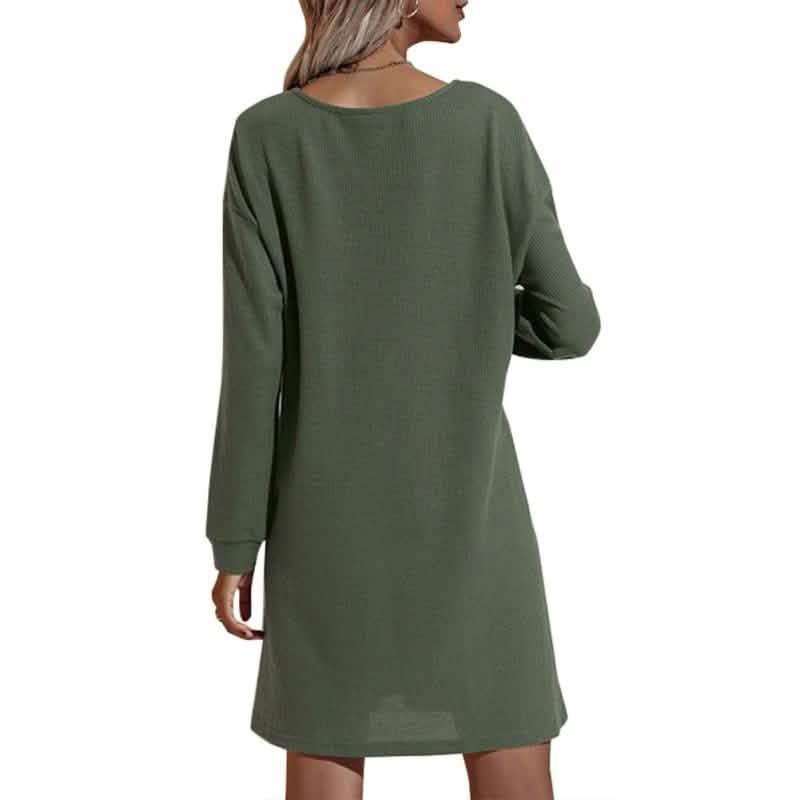 Women's Casual Dresses V-Neck Buttoned Hip Knitted Dresses DailySale