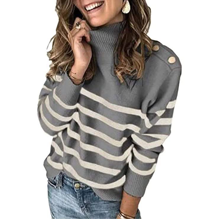 Women's Casual Long Sleeve Crewneck Patchwork Knit Sweater Top DailySale
