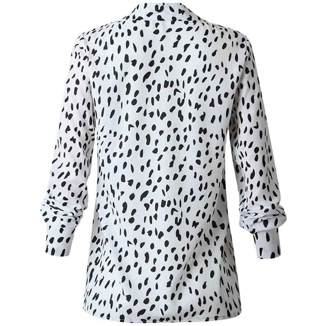 Womens Casual Tops V Neck Leopard Tunic Long Sleeve Button Down Shirts Top DailySale