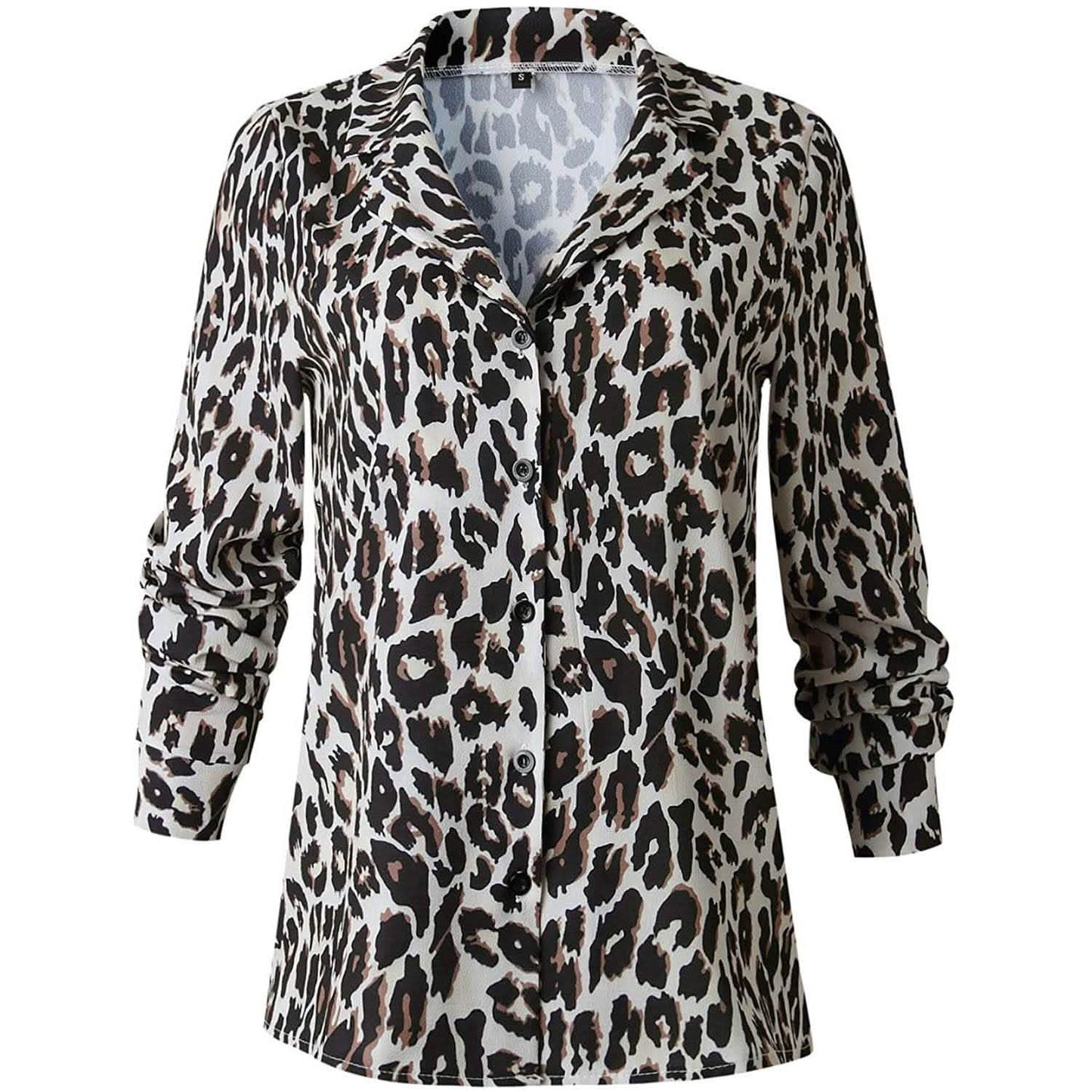 Womens Casual Tops V Neck Leopard Tunic Long Sleeve Button Down Shirts Top DailySale