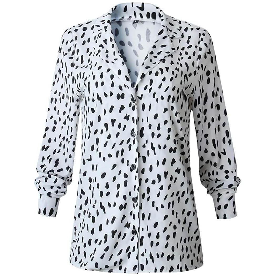 Womens Casual Tops V Neck Leopard Tunic Long Sleeve Button Down Shirts Top DailySale