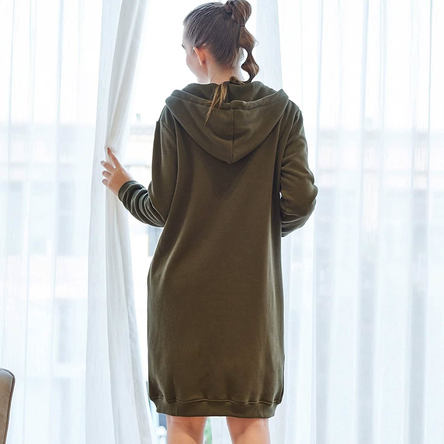 Women's Casual Zip up Hoodies Long Tunic Sweatshirts Jackets Fashion Plus Size Hoodie with Pockets DailySale