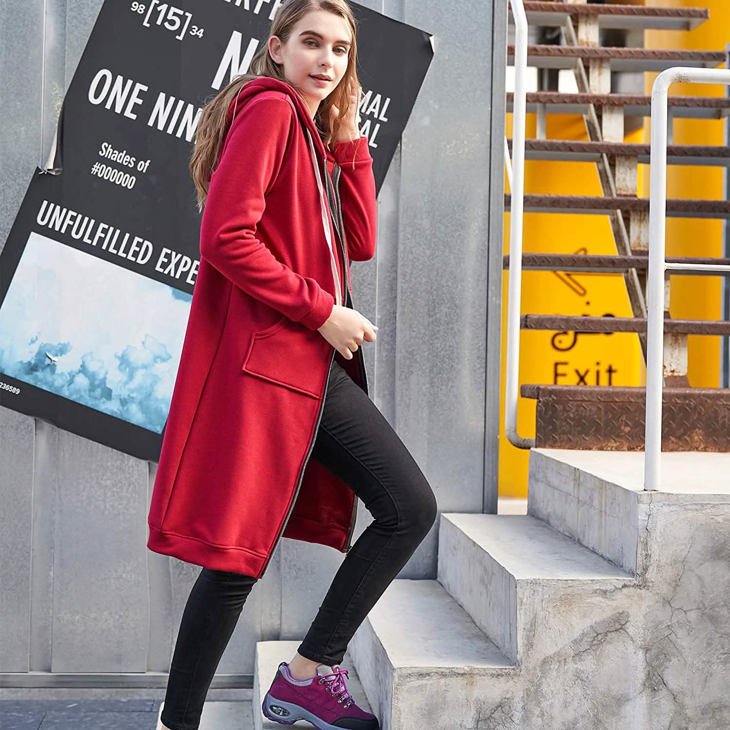 Women's Casual Zip up Hoodies Long Tunic Sweatshirts Jackets Fashion Plus Size Hoodie with Pockets DailySale