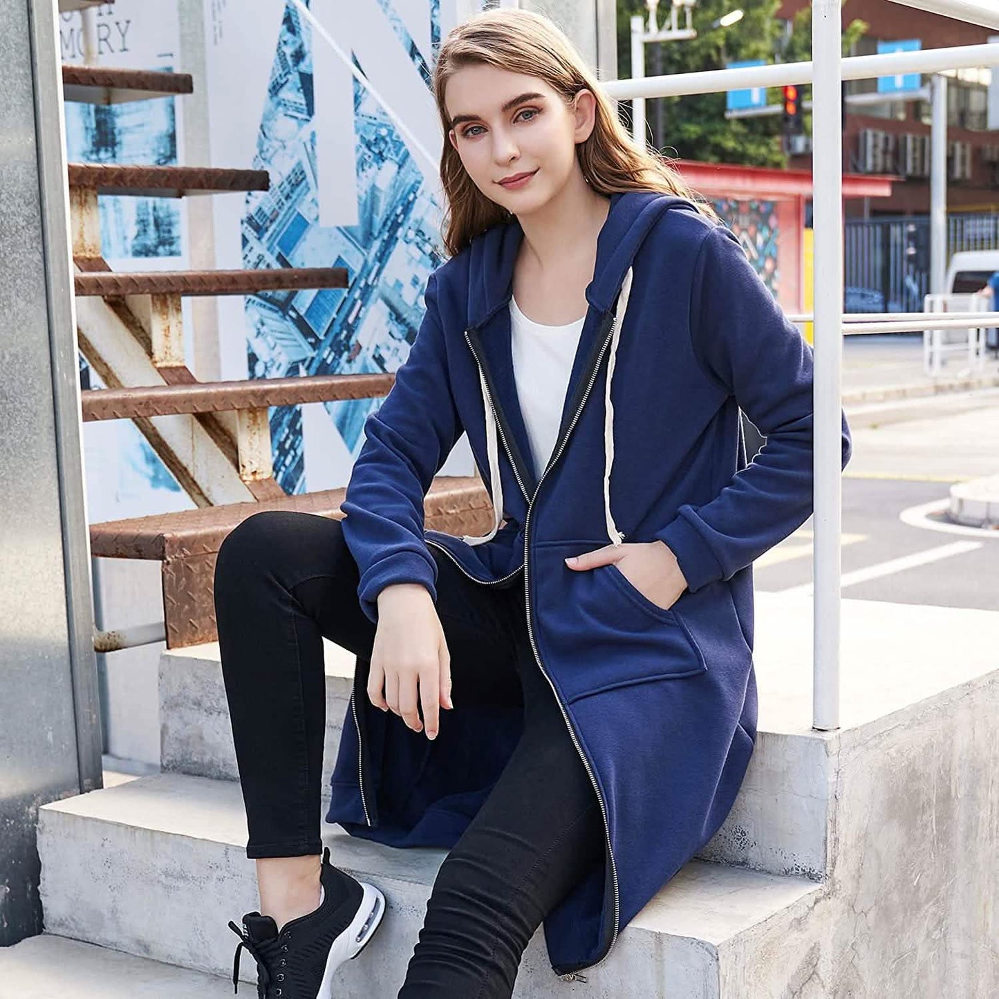 Women's Casual Zip up Hoodies Long Tunic Sweatshirts Jackets Fashion Plus Size Hoodie with Pockets DailySale