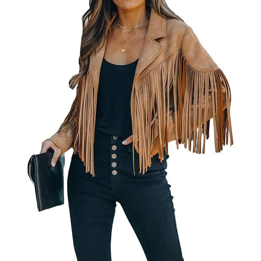 Women's Chic Cropped Tassel Jacket DailySale