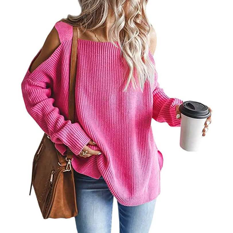 Women's Cold Shoulder Batwing Chunky Knitted Tunic Tops DailySale