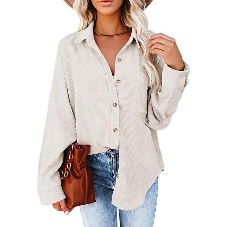 Women's Corduroy Shirts Casual Long Sleeve Top DailySale