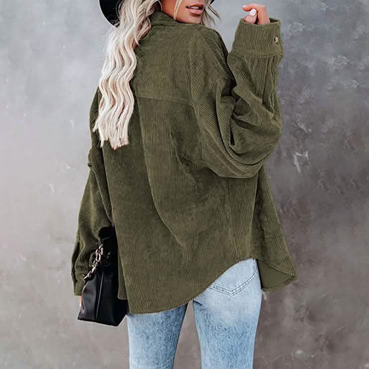 Women's Corduroy Shirts Casual Long Sleeve Top DailySale