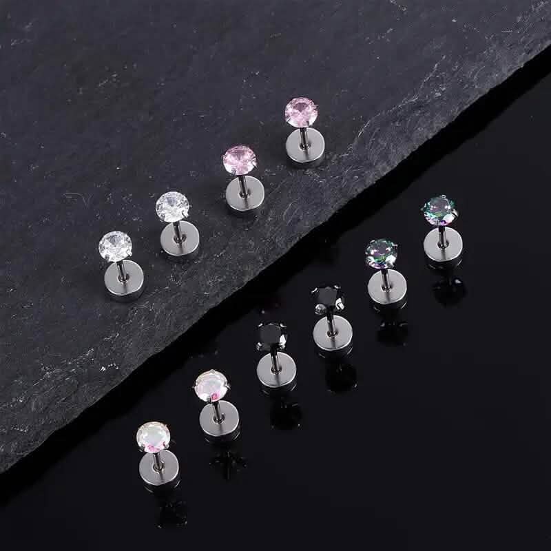 Women's Cubic Zirconia Surgical Stainless Steel Flat Back Earrings DailySale