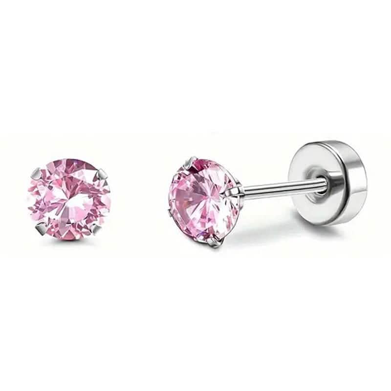 Women's Cubic Zirconia Surgical Stainless Steel Flat Back Earrings DailySale