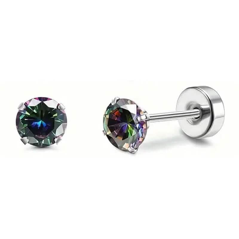 Women's Cubic Zirconia Surgical Stainless Steel Flat Back Earrings DailySale