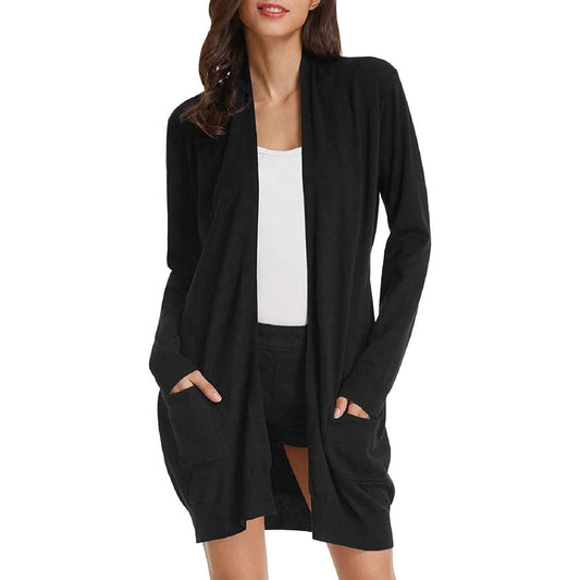 Women's Essential Solid Open Front Long Knited Cardigan Sweater DailySale