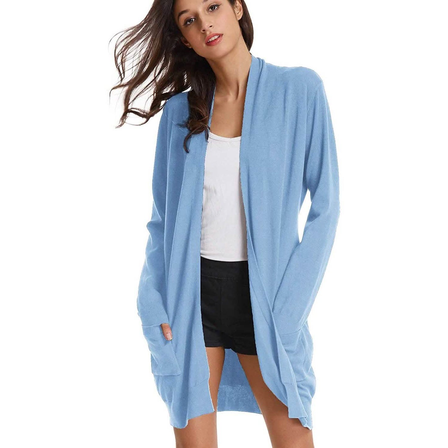Women's Essential Solid Open Front Long Knited Cardigan Sweater DailySale