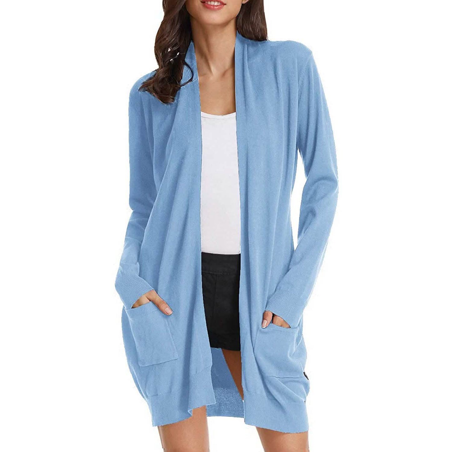 Women's Essential Solid Open Front Long Knited Cardigan Sweater DailySale