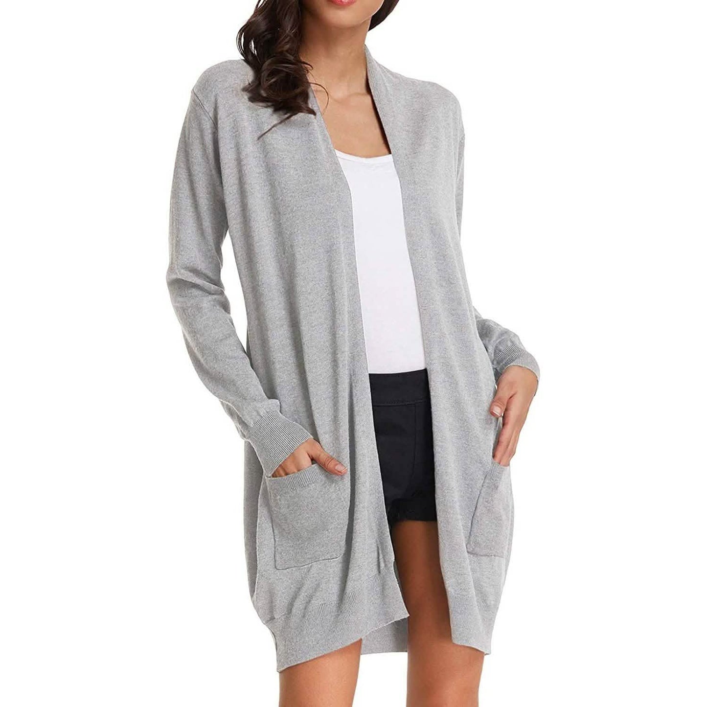 Women's Essential Solid Open Front Long Knited Cardigan Sweater DailySale