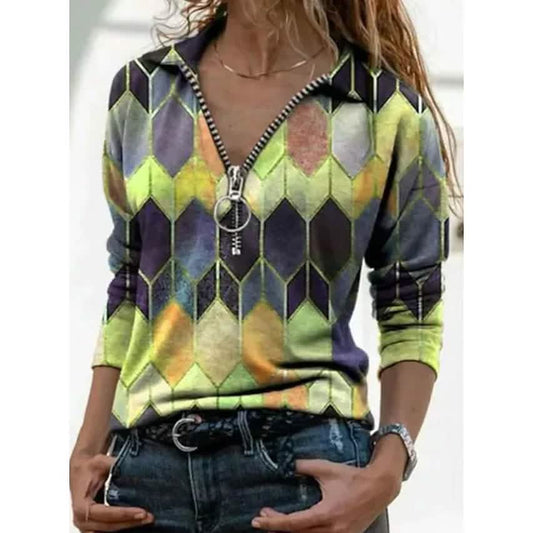Women's Everyday V Neck Printed Long Sleeves DailySale