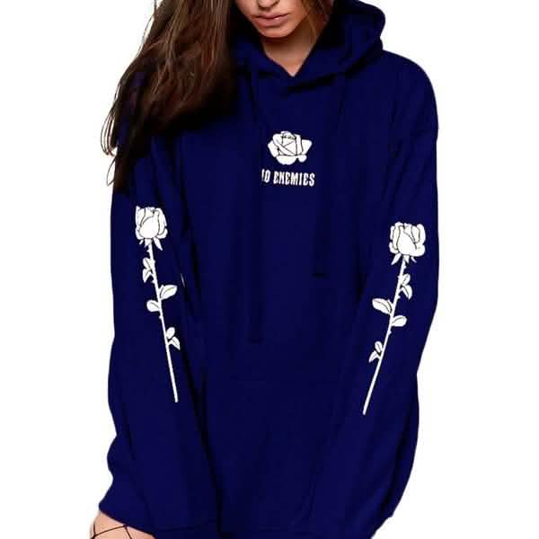 Women's Fashion Casual Tops Rose Print Warm Hoodies DailySale