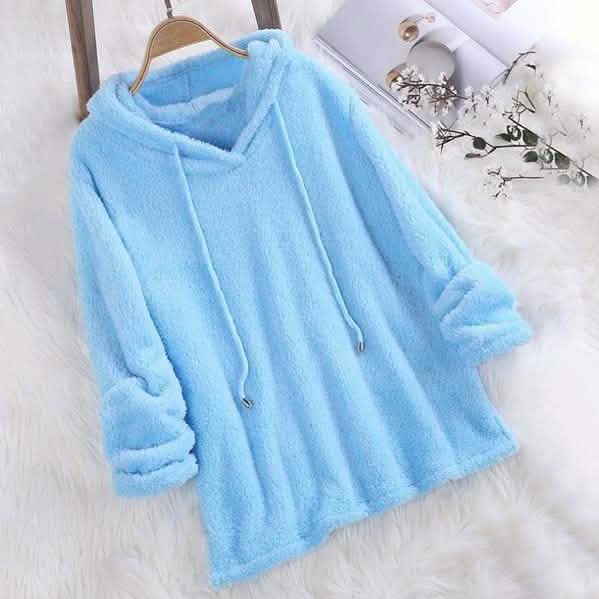 Women's Fleece Hoodie Solid Color Long Sleeve Sweatshirt DailySale