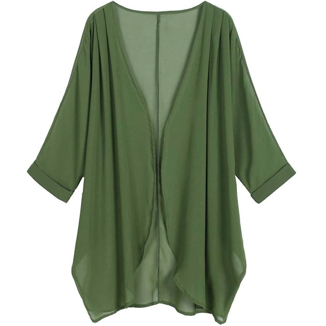 Women's Floral Print Sheer Chiffon Loose Kimono Cardigan Capes DailySale