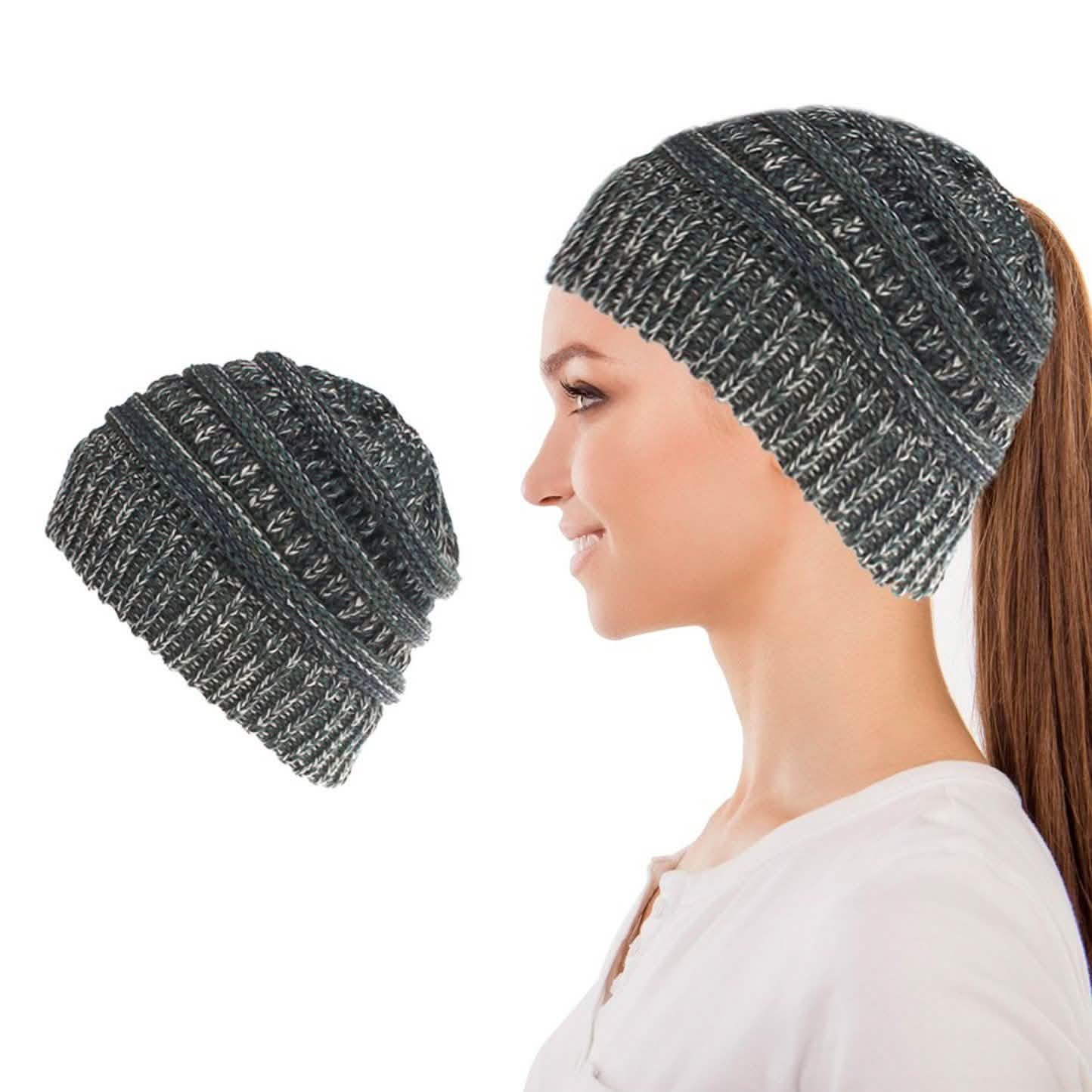 Women's Fun Warm Winter Ponytail Beanie Hat Cap DailySale