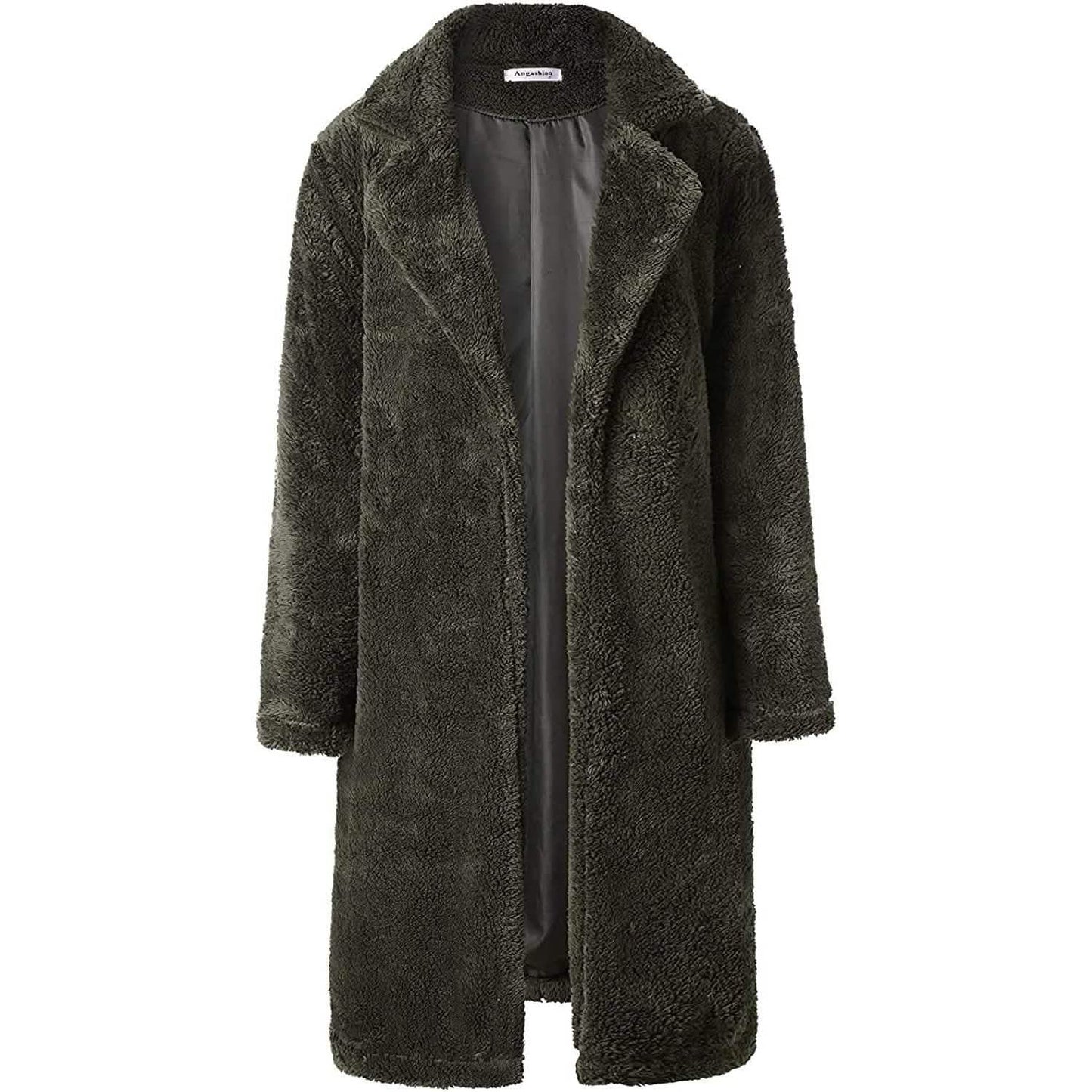 Women's Fuzzy Fleece Lapel Open Front Long Cardigan Coat DailySale