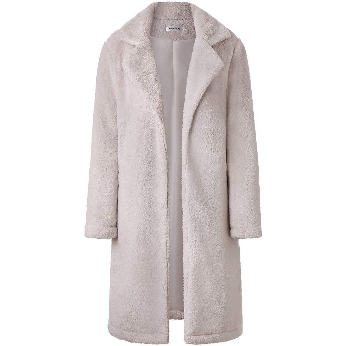 Women's Fuzzy Fleece Lapel Open Front Long Cardigan Coat DailySale