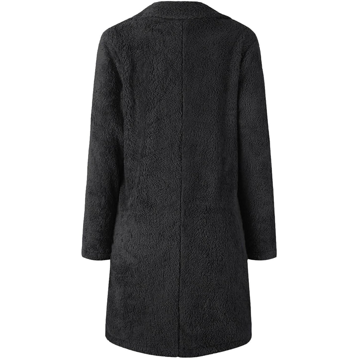 Women's Fuzzy Fleece Lapel Open Front Long Cardigan Coat DailySale