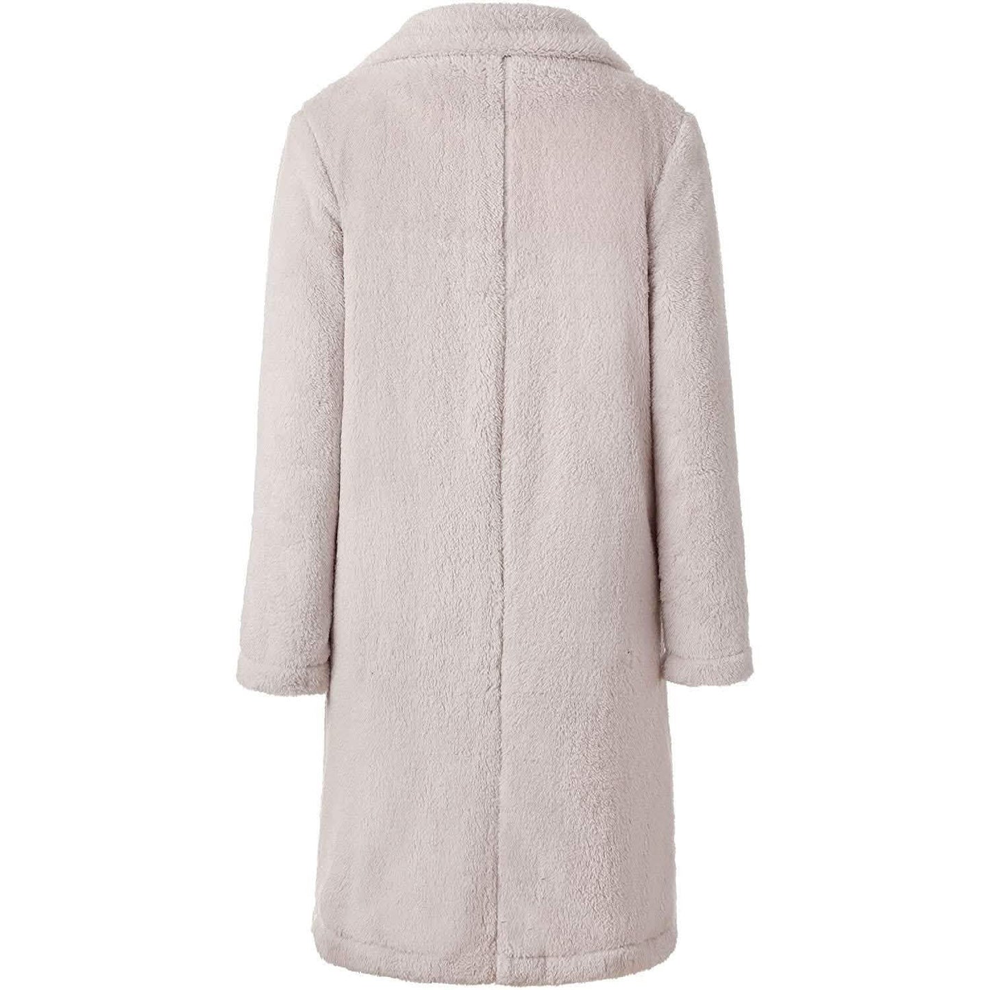Women's Fuzzy Fleece Lapel Open Front Long Cardigan Coat DailySale