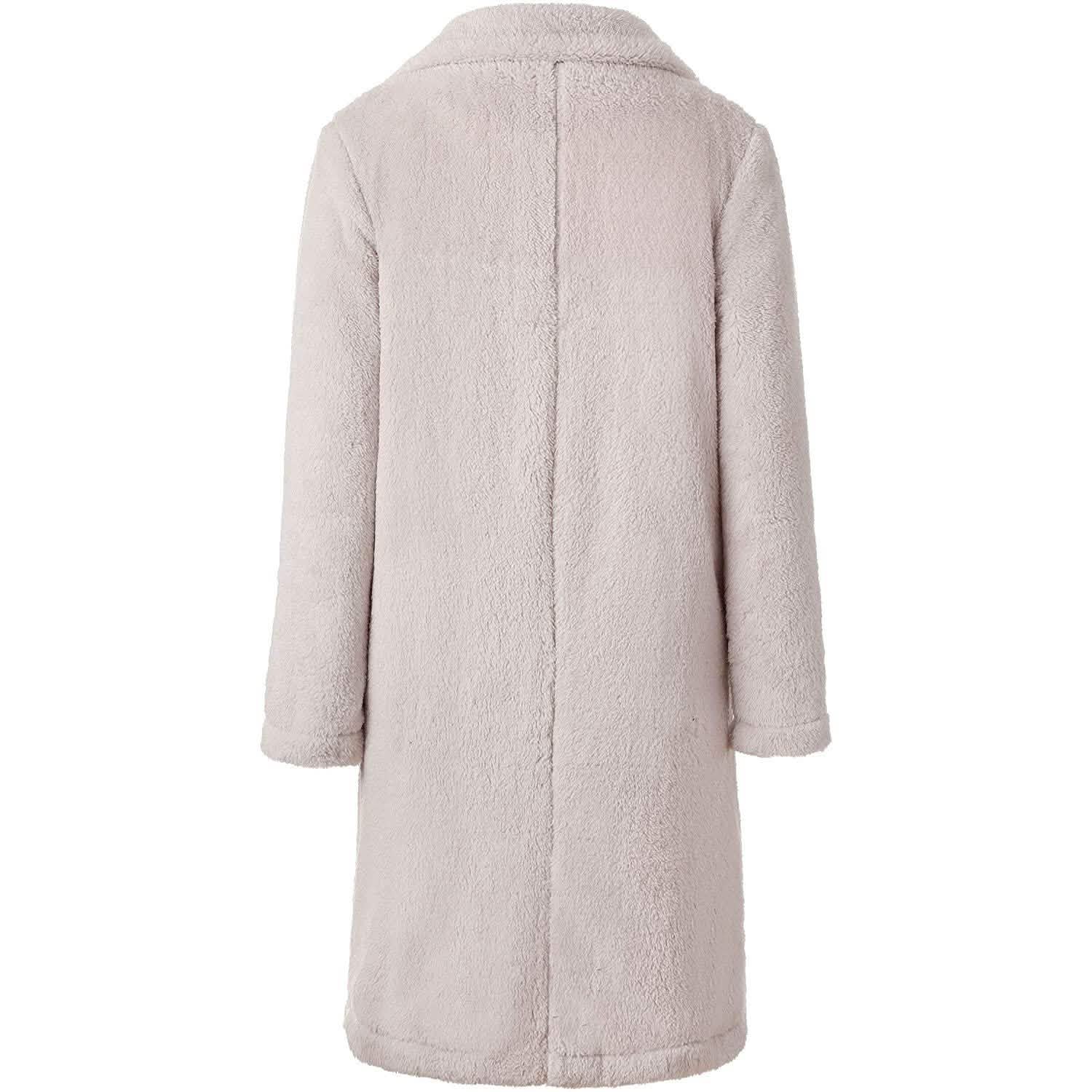 Women's Fuzzy Fleece Lapel Open Front Long Cardigan Coat DailySale