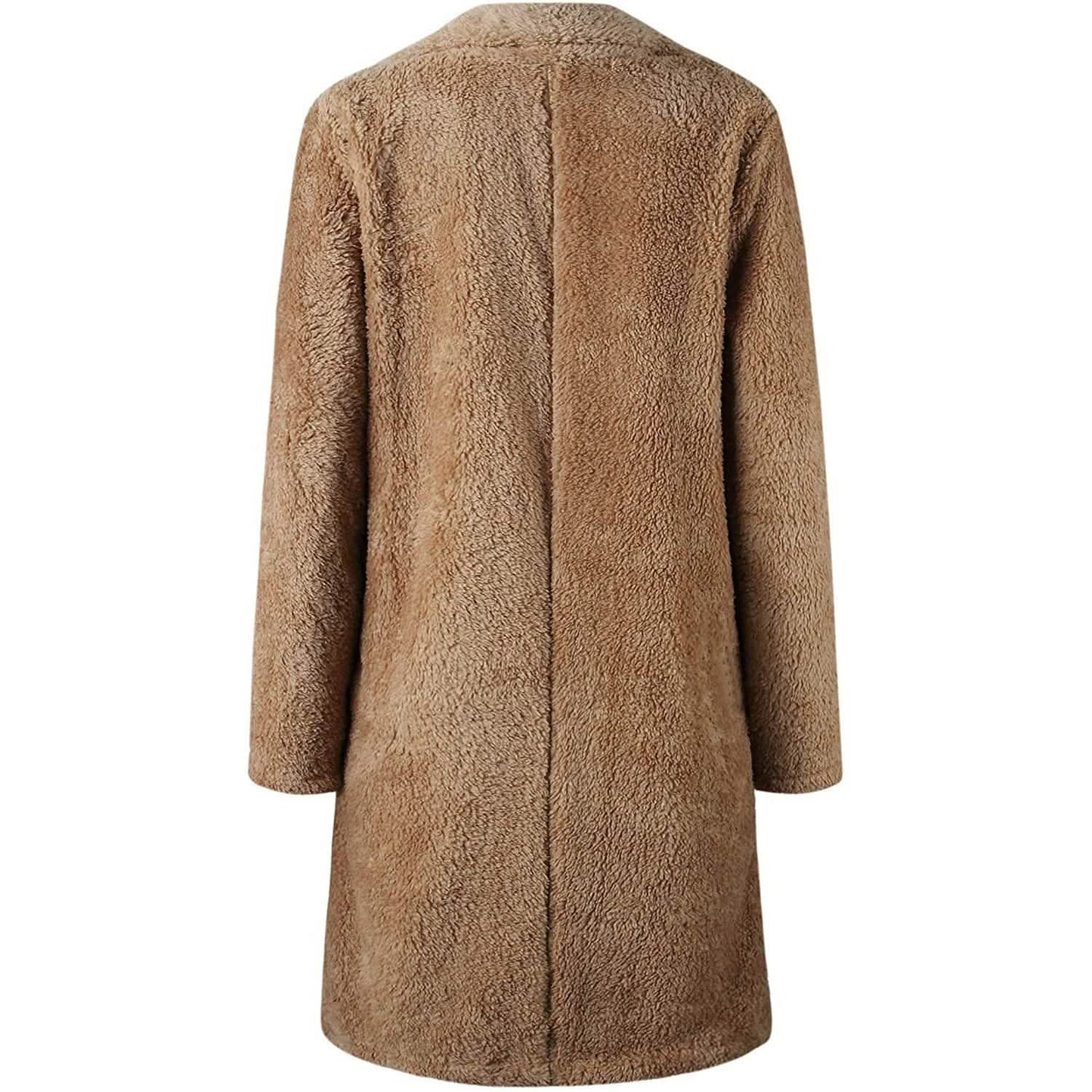 Women's Fuzzy Fleece Lapel Open Front Long Cardigan Coat DailySale