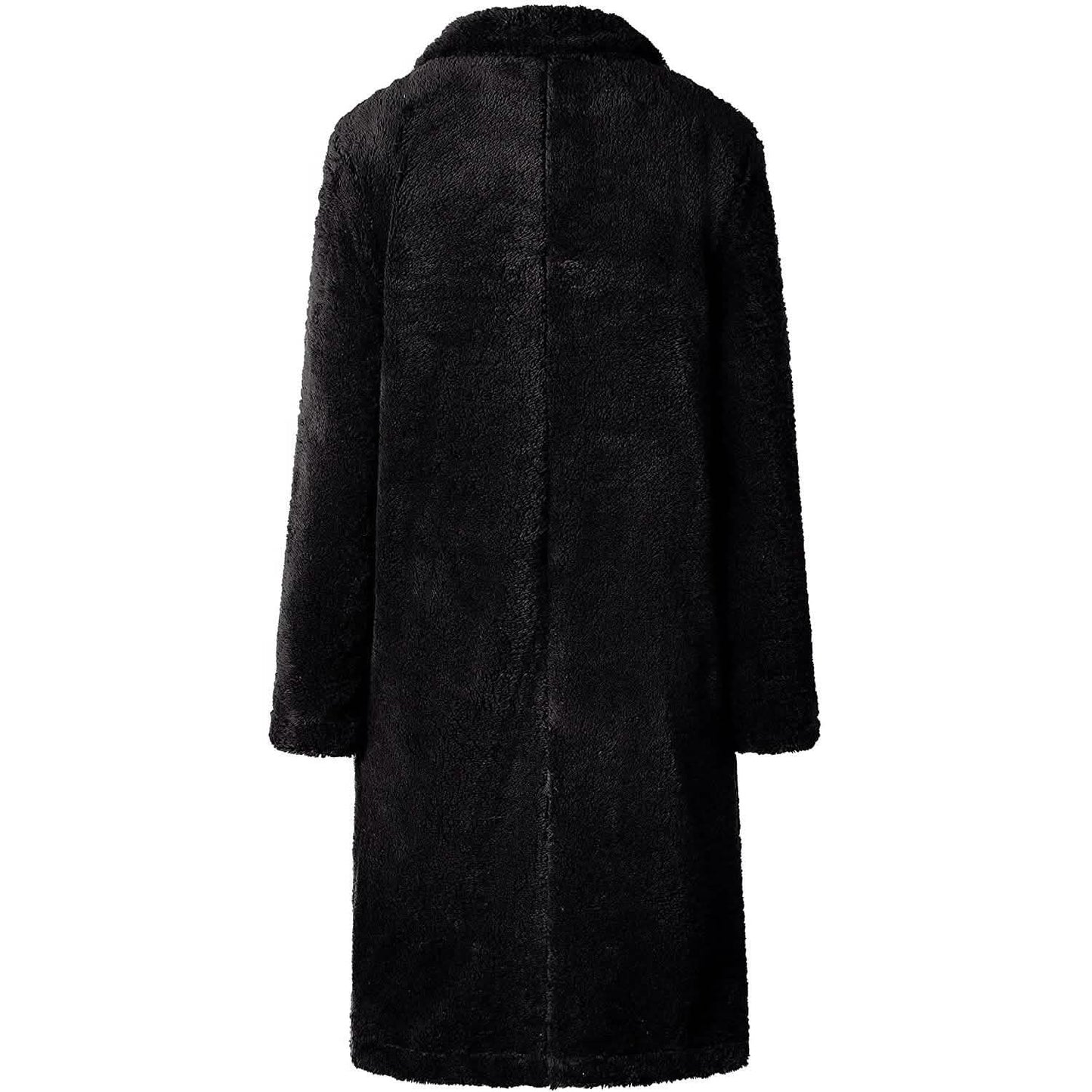 Women's Fuzzy Fleece Lapel Open Front Long Cardigan Coat DailySale
