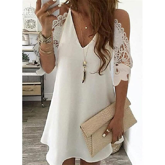 Women's Half Sleeve Solid Cutout Shift Dress DailySale
