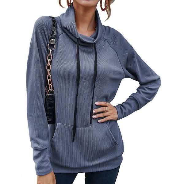 Women's High Collar Long Sleeve Lace Loose Pullover Top Hoodie DailySale