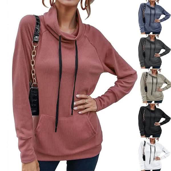 Women's High Collar Long Sleeve Lace Loose Pullover Top Hoodie DailySale