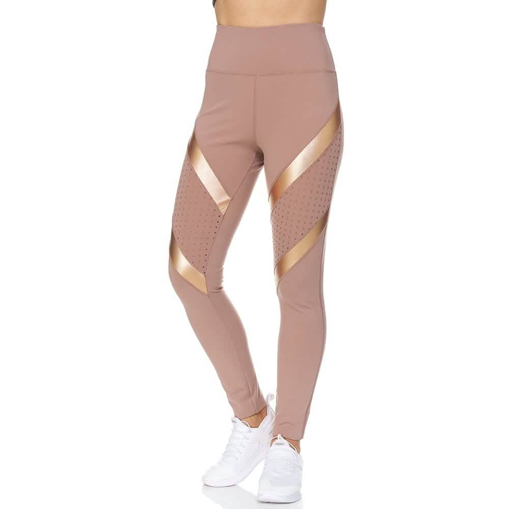 Women's High Waist Active Full Length Leggings With Lazer Cut Mesh DailySale