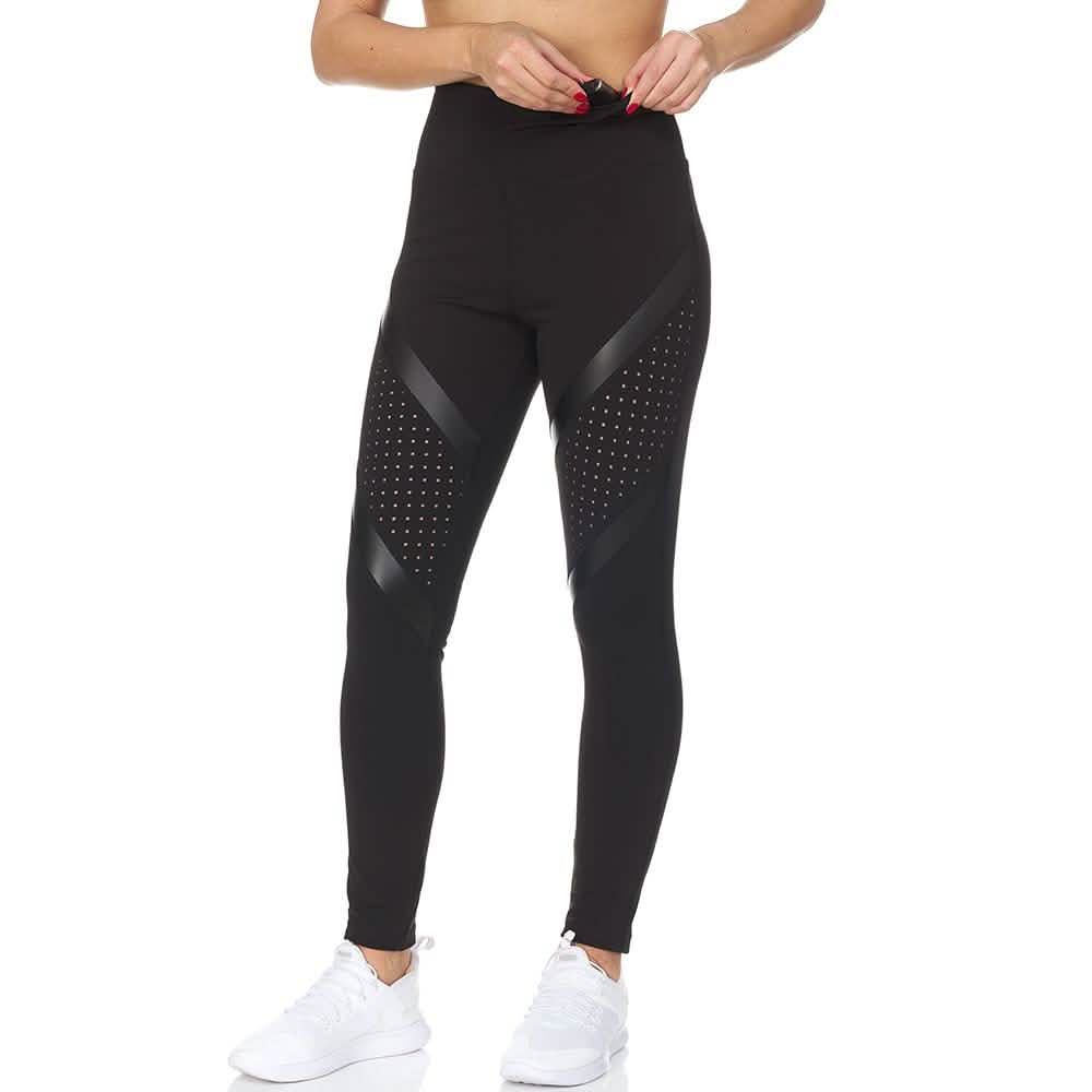 Women's High Waist Active Full Length Leggings With Lazer Cut Mesh DailySale